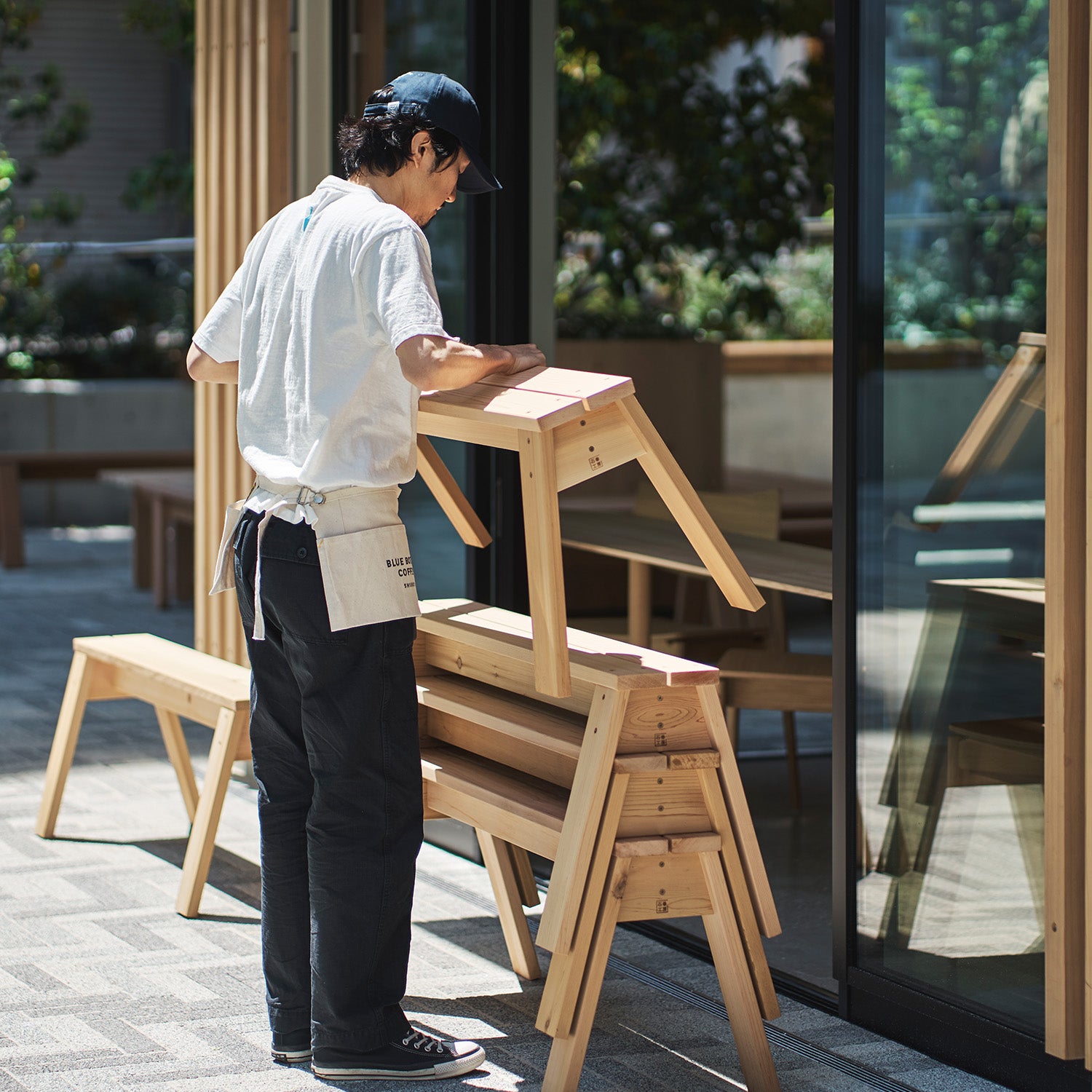 Summer Worktable & Bench Set (KOBO TABLE + ISHINOMAKI STACKING BENCH)